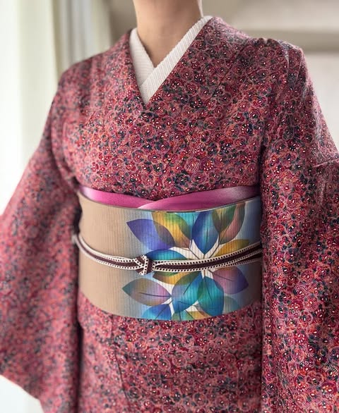 伊勢型小紋と東京友禅の帯